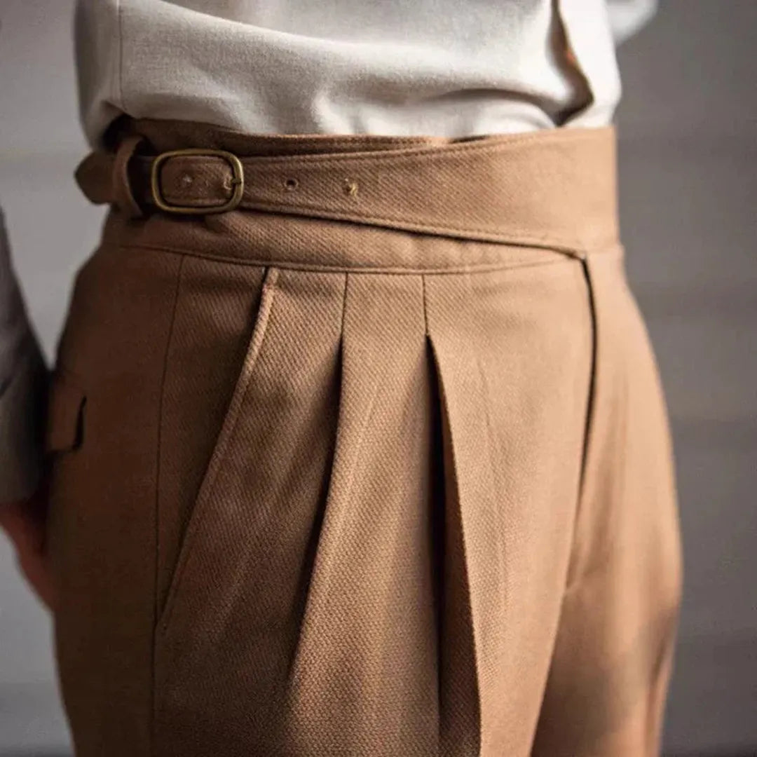 Lucas - Pantalon heren smart casual en geplooid met hoge taille
