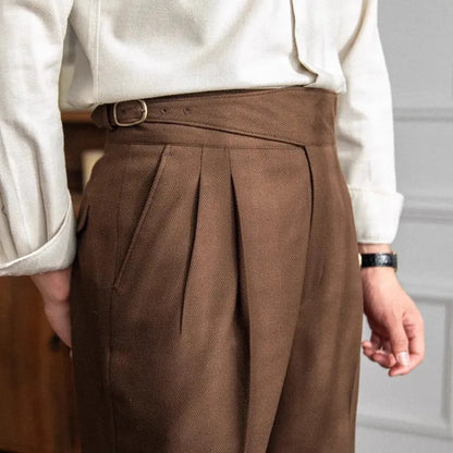 Lucas - Pantalon heren smart casual en geplooid met hoge taille