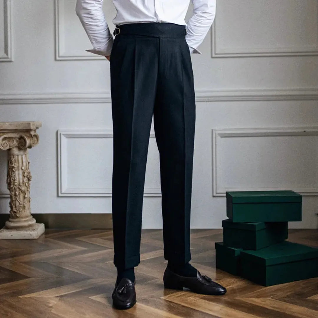 Lucas - Pantalon heren smart casual en geplooid met hoge taille