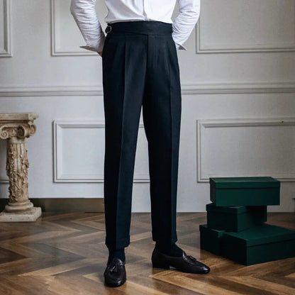 Lucas - Pantalon heren smart casual en geplooid met hoge taille