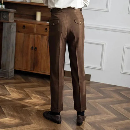 Lucas - Pantalon heren smart casual en geplooid met hoge taille
