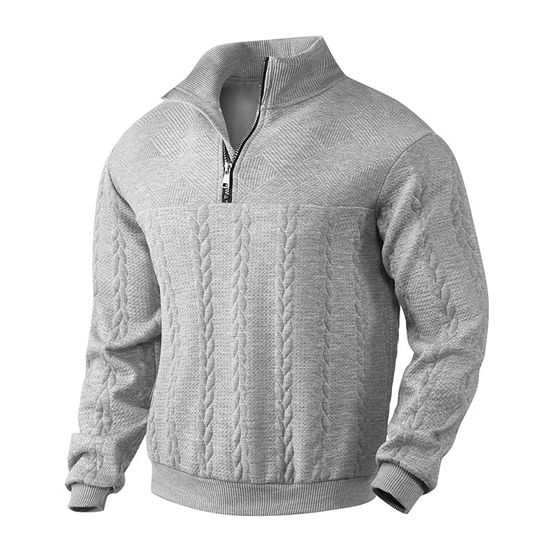 Luuk - Heren Kabeltrui Casual Smart met Kwart Rits en Opstaande Kraag