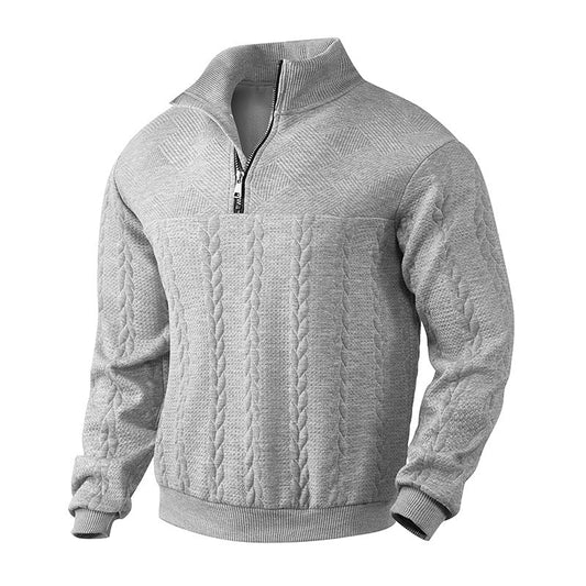 Luuk - Heren Kabeltrui Casual Smart met Kwart Rits en Opstaande Kraag