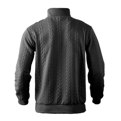 Luuk - Heren Kabeltrui Casual Smart met Kwart Rits en Opstaande Kraag