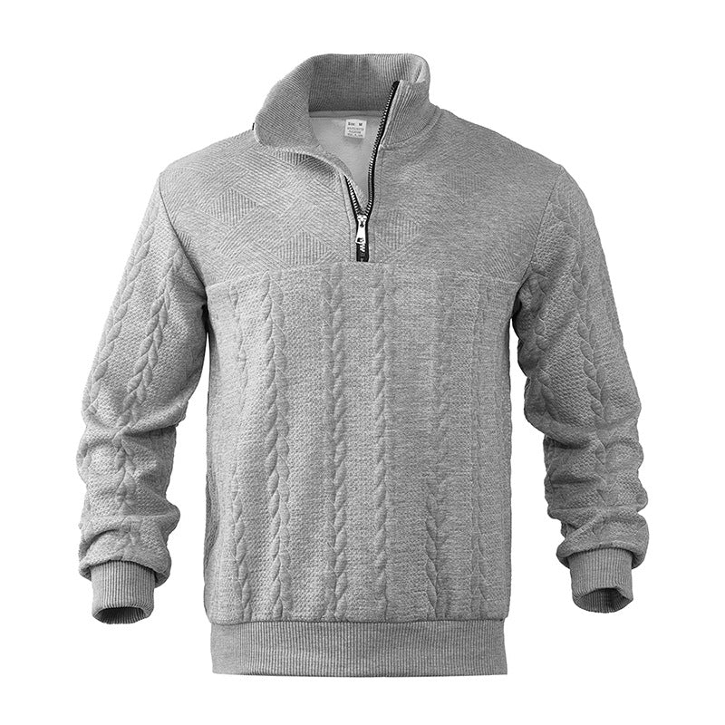 Luuk - Heren Kabeltrui Casual Smart met Kwart Rits en Opstaande Kraag