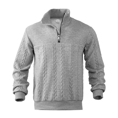 Luuk - Heren Kabeltrui Casual Smart met Kwart Rits en Opstaande Kraag
