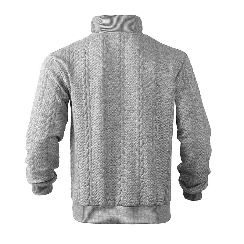 Luuk - Heren Kabeltrui Casual Smart met Kwart Rits en Opstaande Kraag