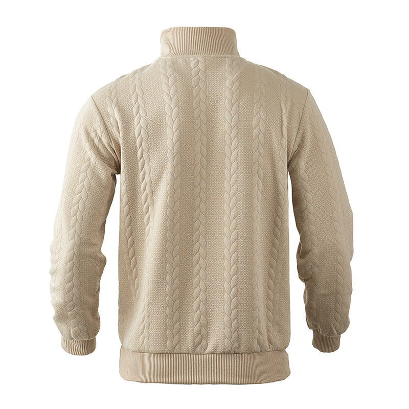 Luuk - Heren Kabeltrui Casual Smart met Kwart Rits en Opstaande Kraag