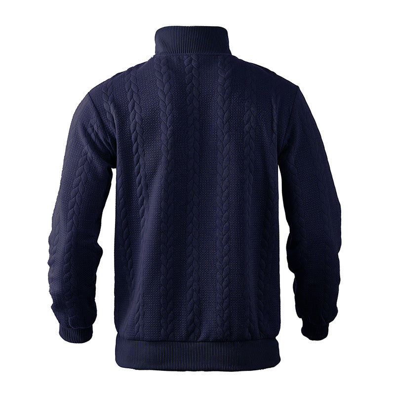 Luuk - Heren Kabeltrui Casual Smart met Kwart Rits en Opstaande Kraag