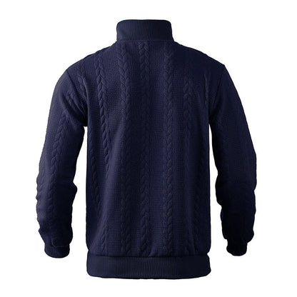 Luuk - Heren Kabeltrui Casual Smart met Kwart Rits en Opstaande Kraag