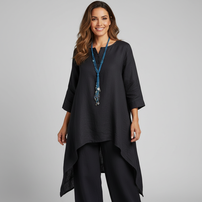 Marit - Boho Linnen Set Dames met Asymmetrische Tunic en Bijpassende Broek