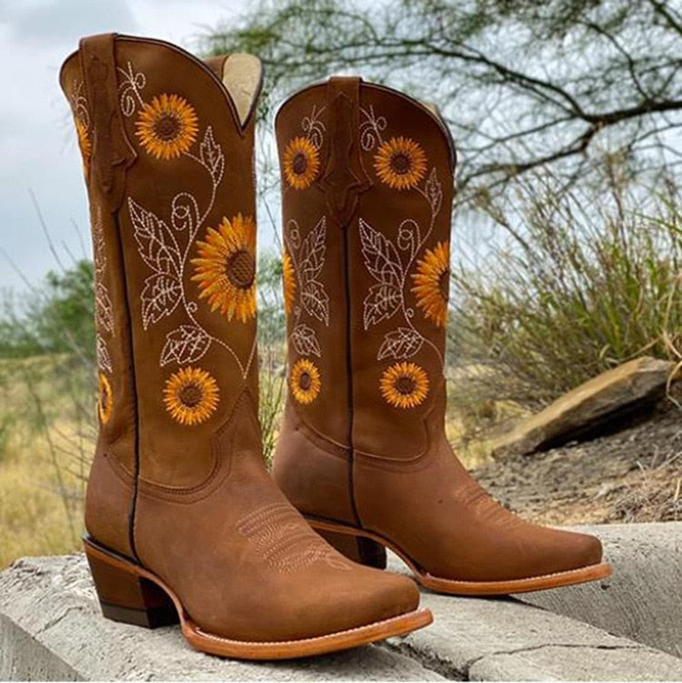 Marit - Dames Cowboylaarzen voor de Herfst met Borduursel