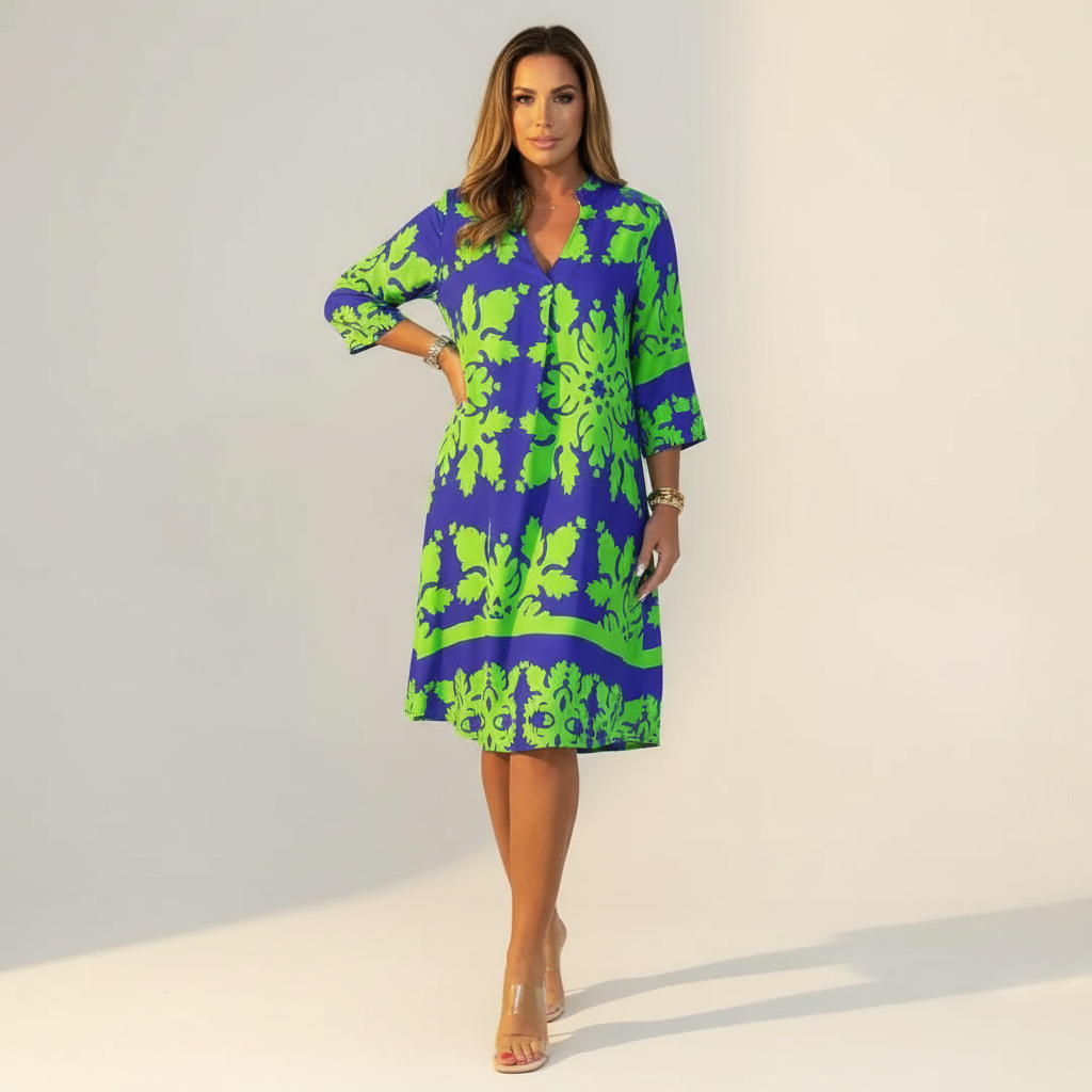 Maud - Boho Zomerjurk Dames met V-hals en Driekwart Mouwen