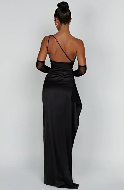 Maud - Chique Bruiloft Gastenjurk Dames Maxi met One-Shoulder en Hoge Split