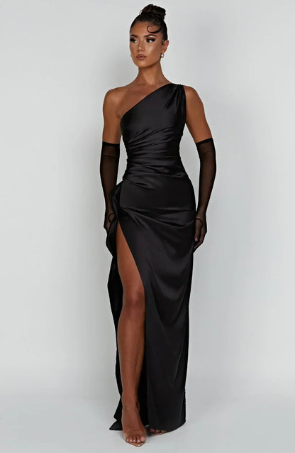 Maud - Chique Bruiloft Gastenjurk Dames Maxi met One-Shoulder en Hoge Split