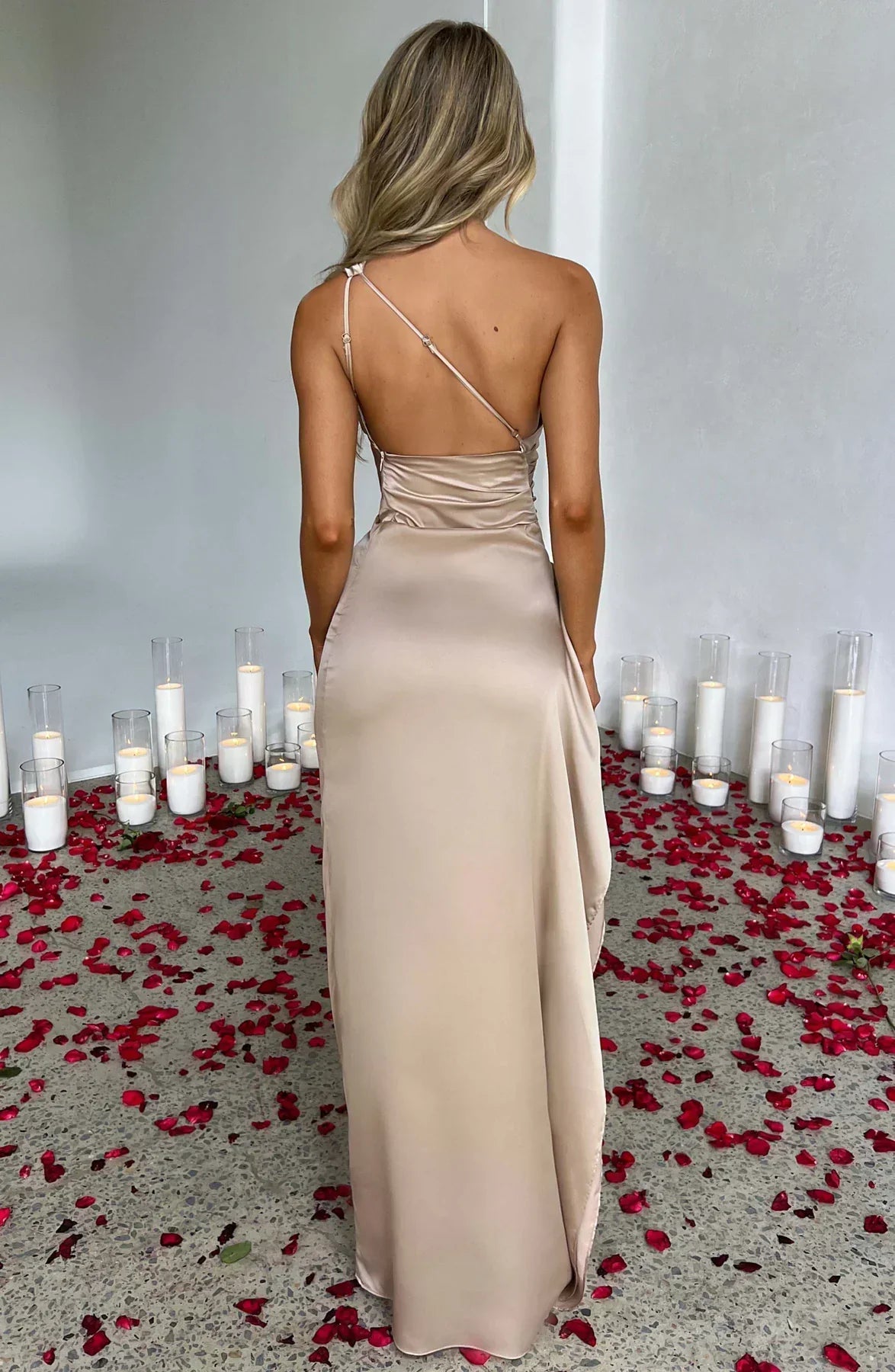 Maud - Chique Bruiloft Gastenjurk Dames Maxi met One-Shoulder en Hoge Split