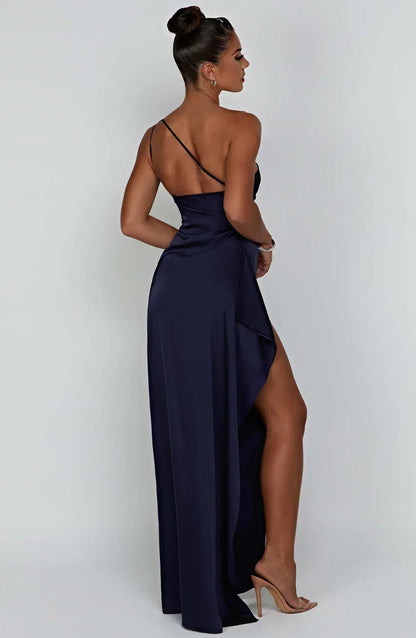 Maud - Chique Bruiloft Gastenjurk Dames Maxi met One-Shoulder en Hoge Split