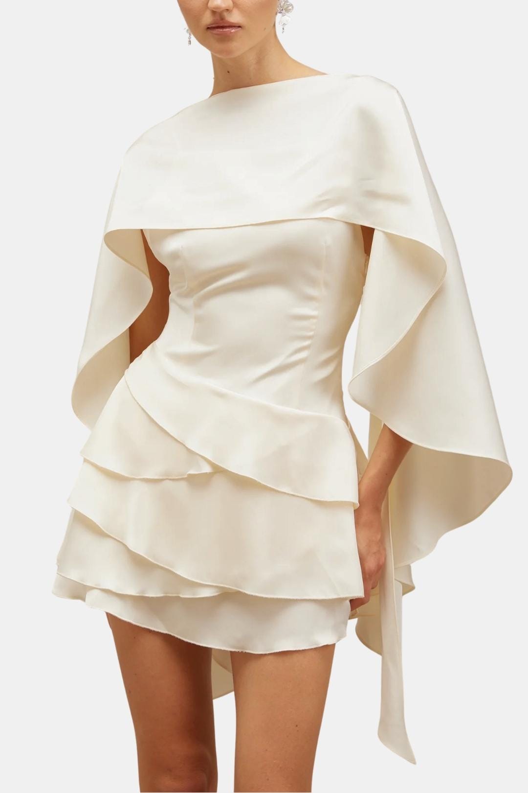 Maud - Elegante Galajurk Dames met Cape Mouwen en Gelaagde Rok
