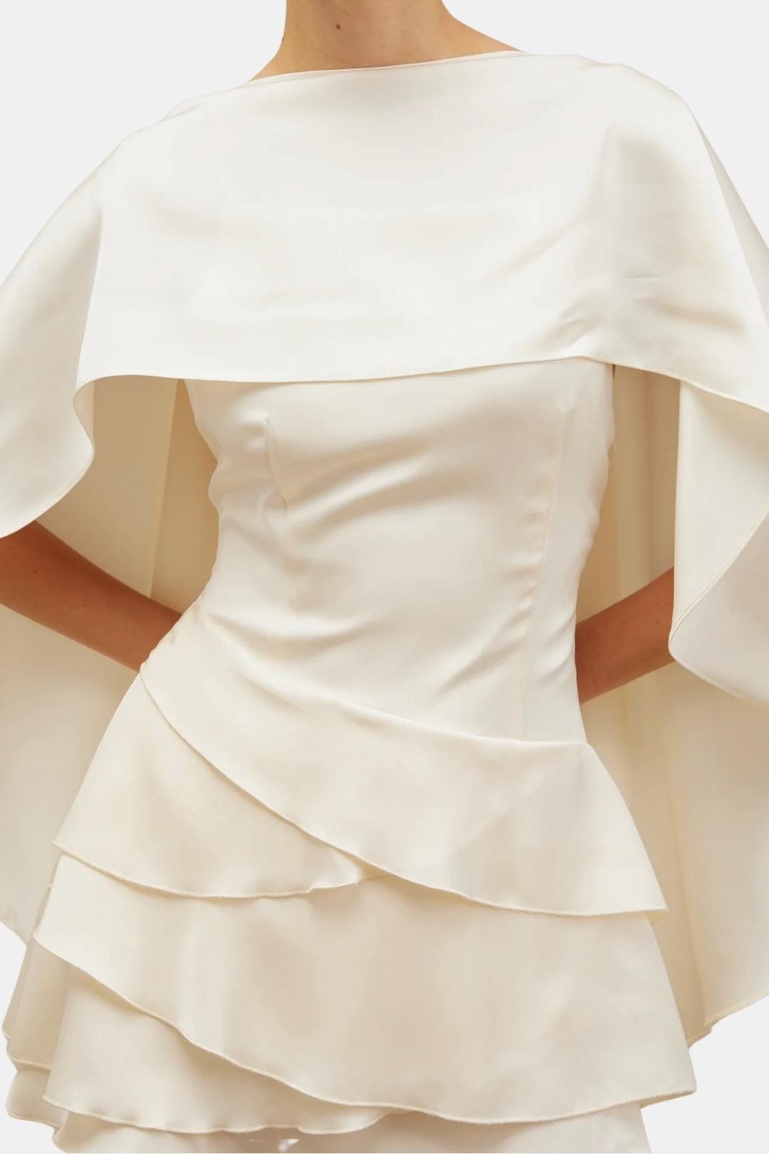 Maud - Elegante Galajurk Dames met Cape Mouwen en Gelaagde Rok