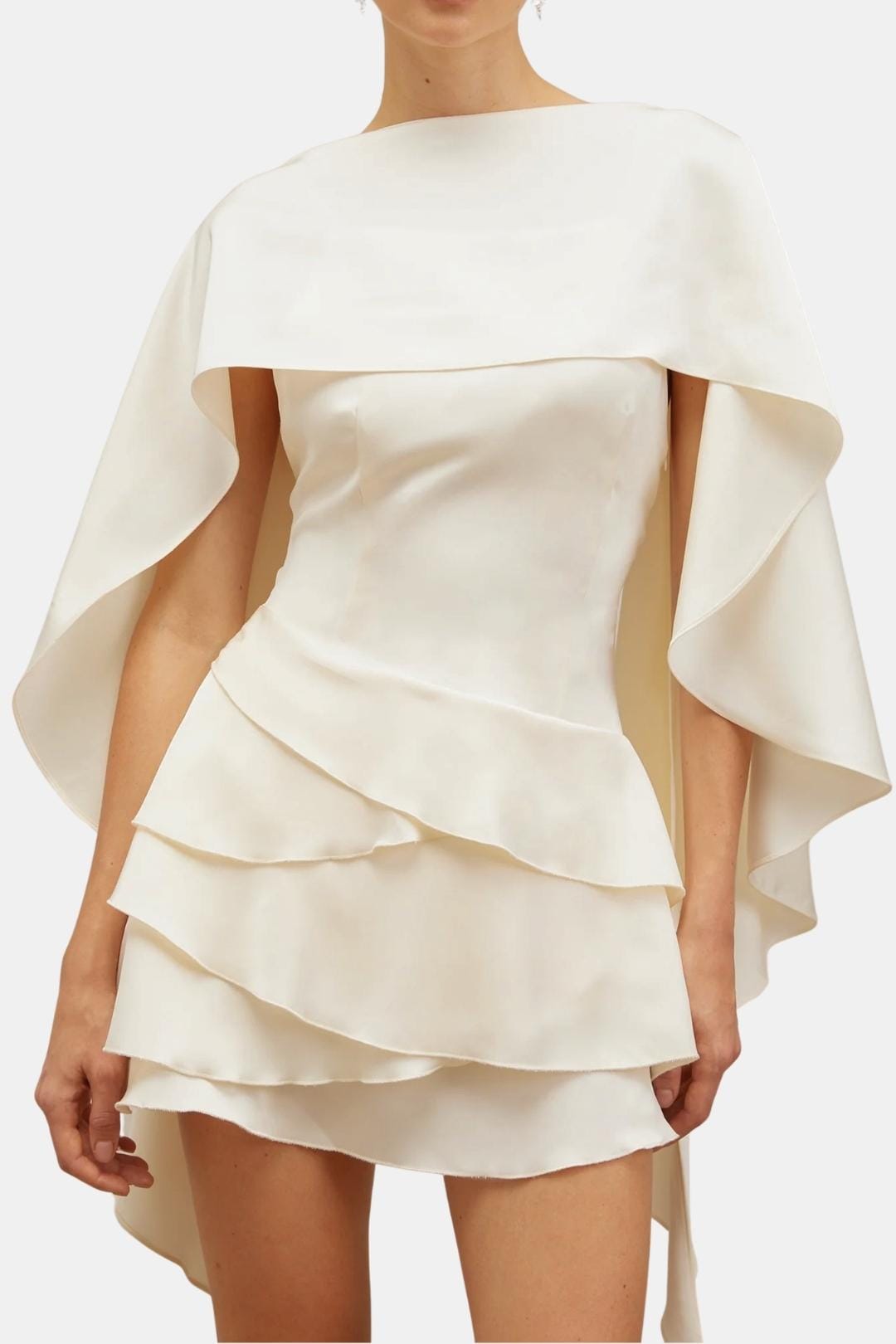 Maud - Elegante Galajurk Dames met Cape Mouwen en Gelaagde Rok