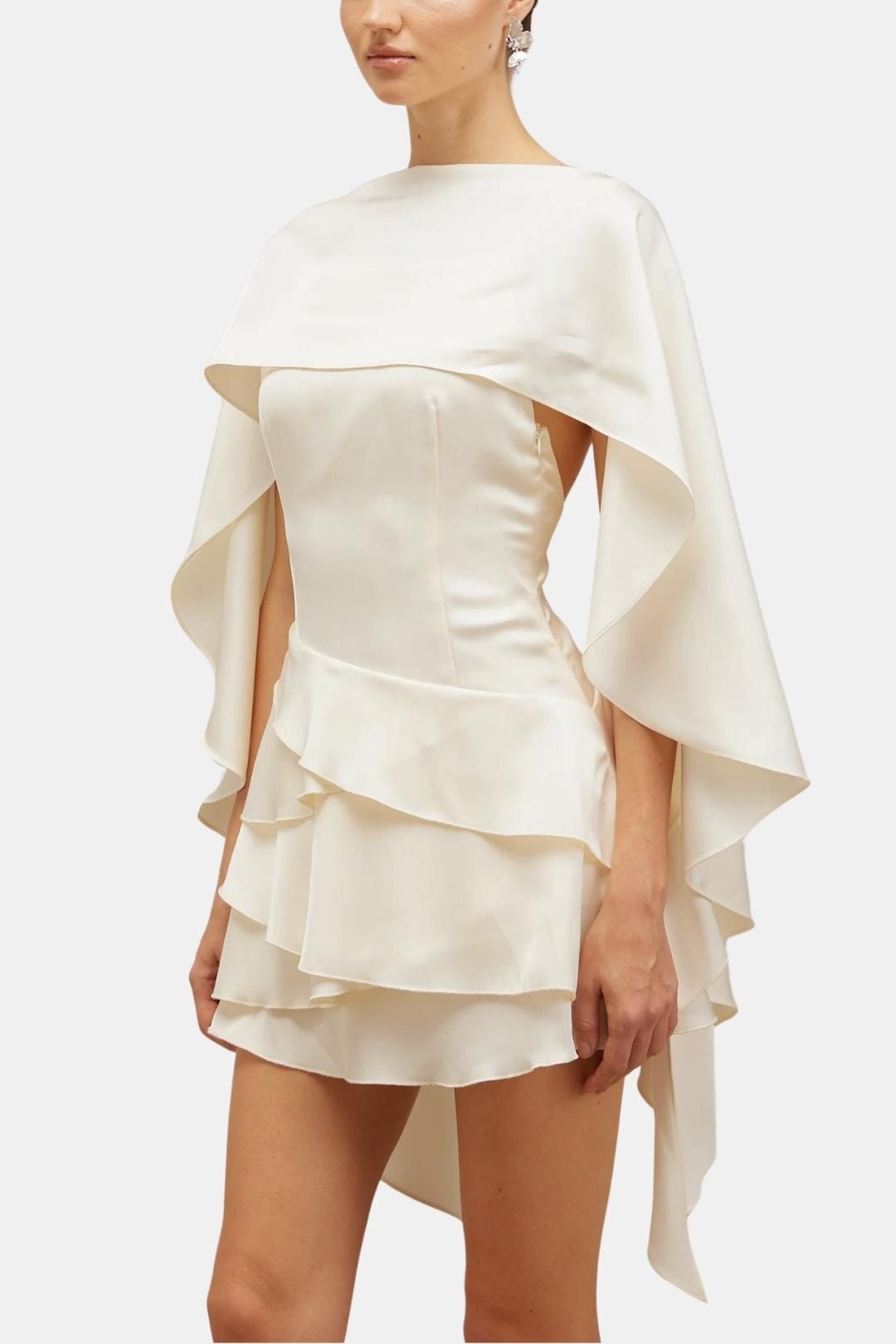 Maud - Elegante Galajurk Dames met Cape Mouwen en Gelaagde Rok