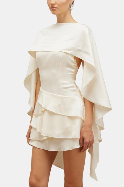 Maud - Elegante Galajurk Dames met Cape Mouwen en Gelaagde Rok