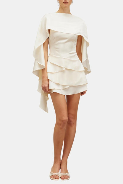 Maud - Elegante Galajurk Dames met Cape Mouwen en Gelaagde Rok