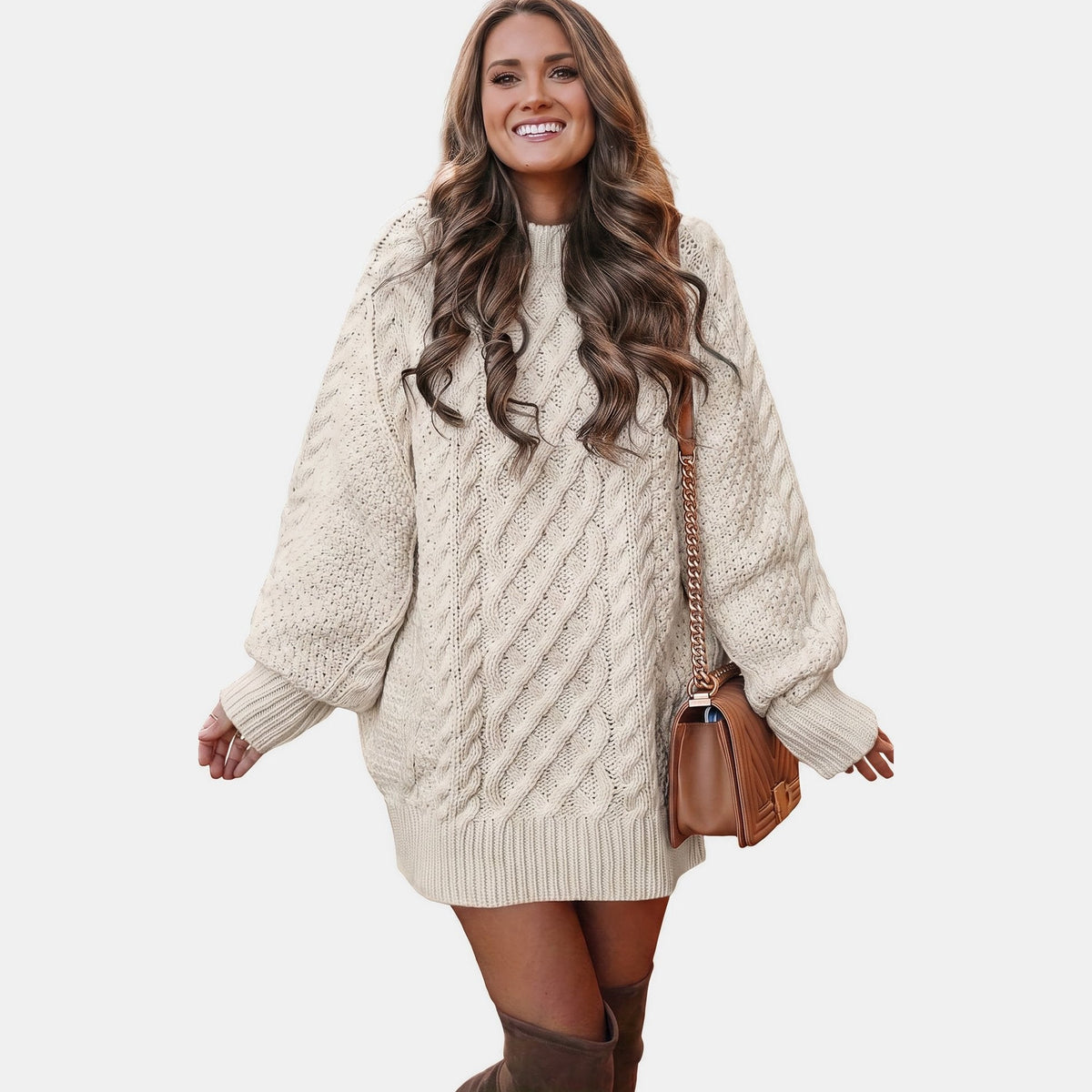 Maud - Kabeltrui dames oversized en grofgebreid met lange mouw