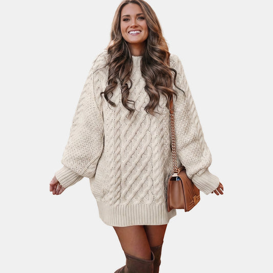 Maud - Kabeltrui dames oversized en grofgebreid met lange mouw