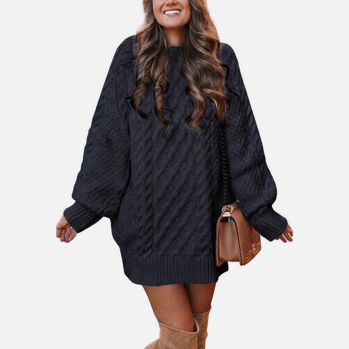 Maud - Kabeltrui dames oversized en grofgebreid met lange mouw
