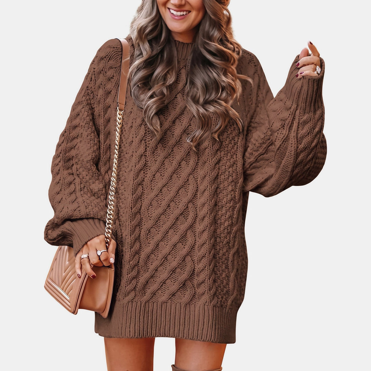 Maud - Kabeltrui dames oversized en grofgebreid met lange mouw