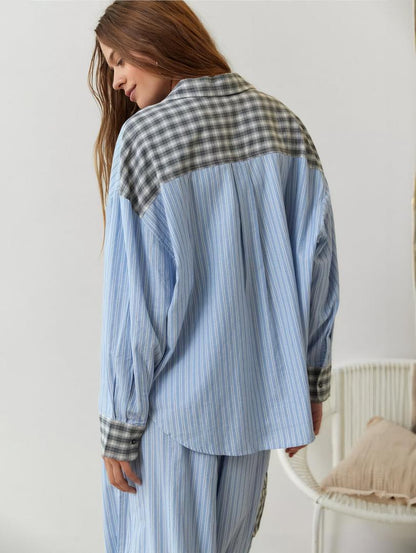 Maud - Pyjama dames geruit zacht en warm met lange mouw