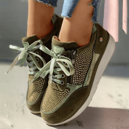 Maud - Stijlvolle Orthopedische Sneakers Dames met Rits en Glinsterdetail