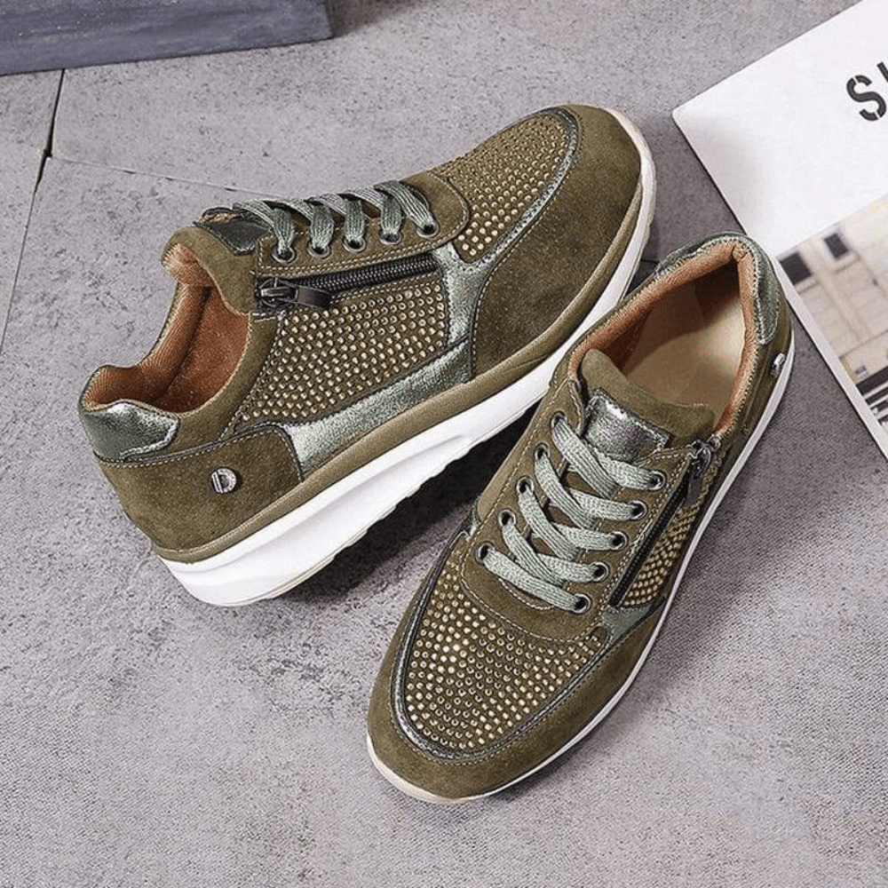 Maud - Stijlvolle Orthopedische Sneakers Dames met Rits en Glinsterdetail