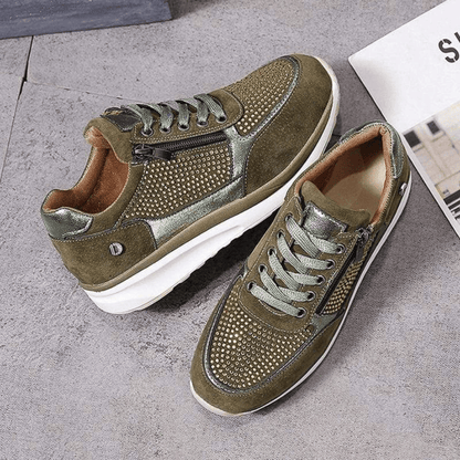 Maud - Stijlvolle Orthopedische Sneakers Dames met Rits en Glinsterdetail