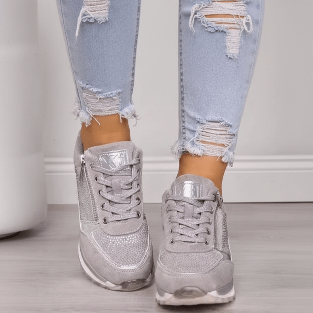 Maud - Stijlvolle Orthopedische Sneakers Dames met Rits en Glinsterdetail