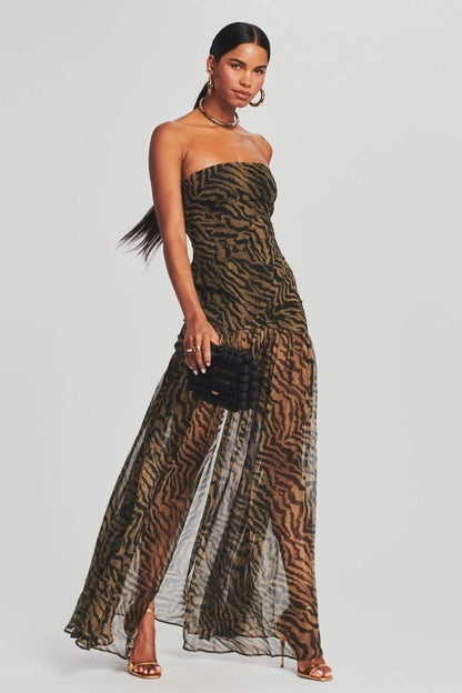 Maud - Stoere Galajurk Dames met Strapless Hals en Dierenprint