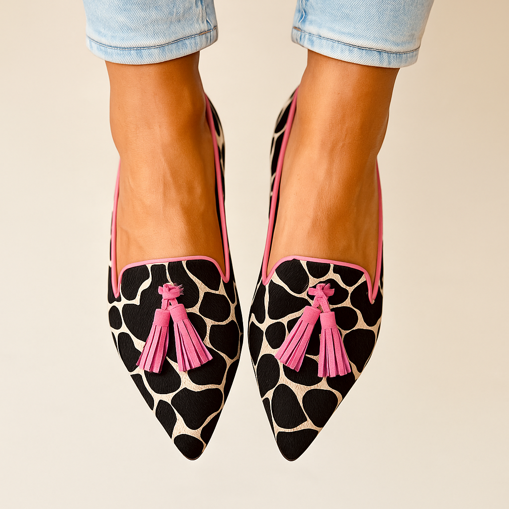 Maud - Trendy Comfort Loafers Dames met Dierenprint en Spitse Neus