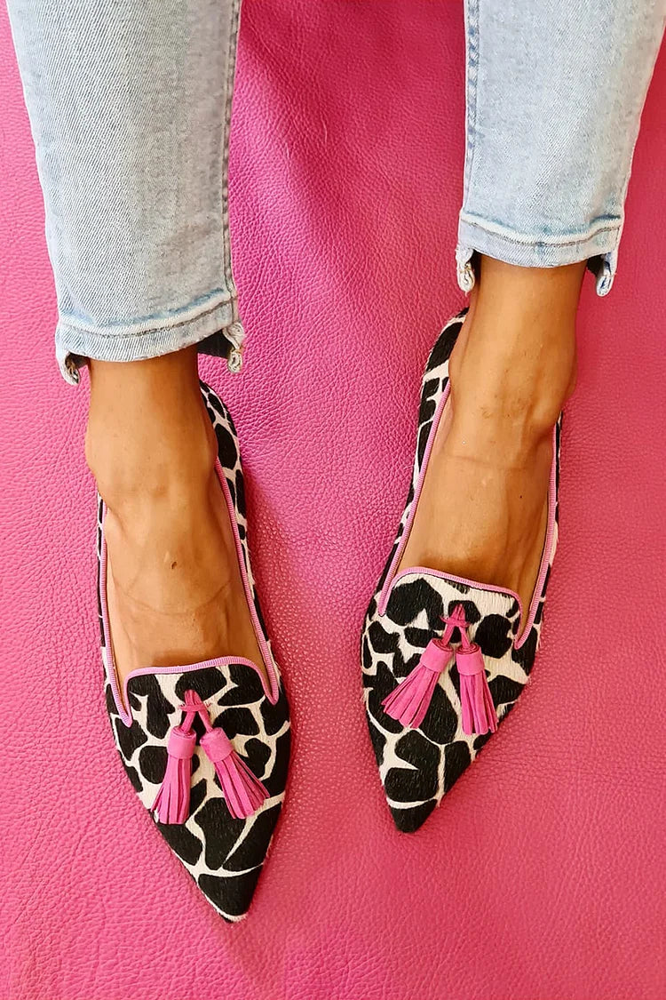 Maud - Trendy Comfort Loafers Dames met Dierenprint en Spitse Neus