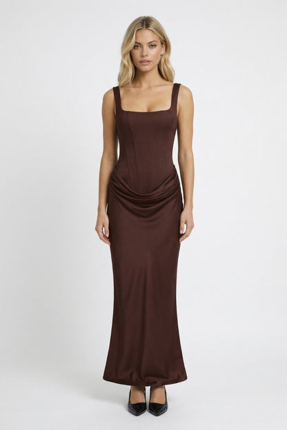 Maxi Jurk Dames - Figuuromhullend Corset met Gedrapeerde Taille | Elegant