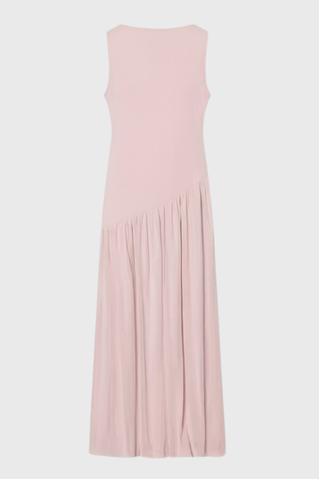 Maxi Jurk Dames - Mouwloos met Diagonale Plooival en Ronde Hals