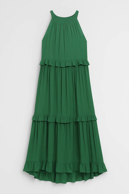 Maxi Jurk | Mouwloos Met Volants | Vloeiende Zomerlook
