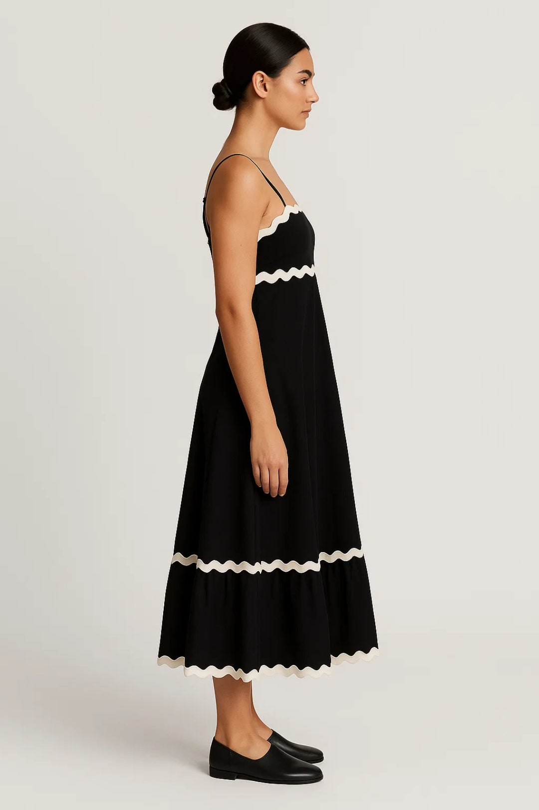 Maxi Jurk | Spaghettibandjes met Golfrand | Speelse Zomerstijl
