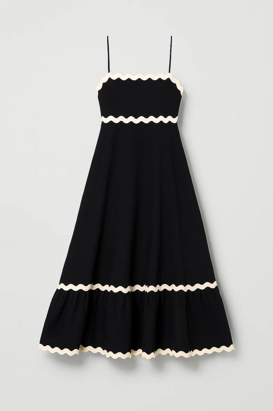 Maxi Jurk Dames - Bandjes met Golvende Rand | Zomer