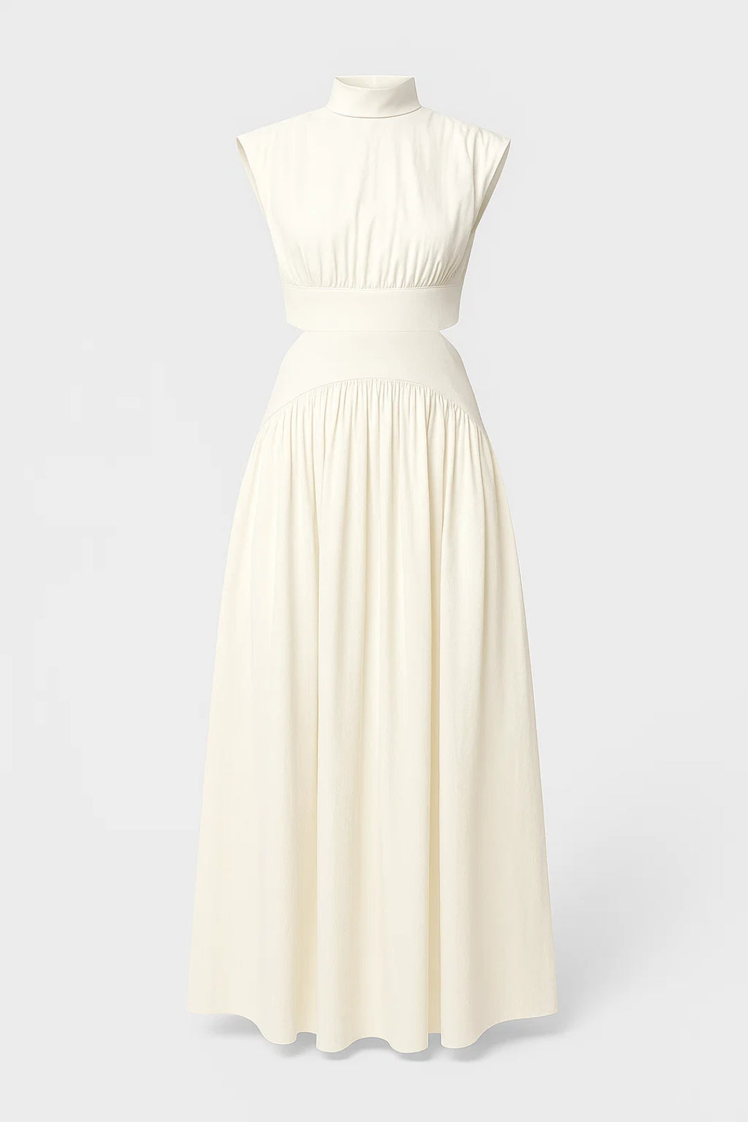 Maxi Jurk met Hoge Hals | Elegante Cut-Out Details | Lichtgewicht en Ademend