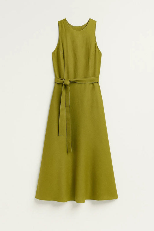 Maxi Jurk Dames - Mouwloos A-lijn met Strikceintuur | Elegant