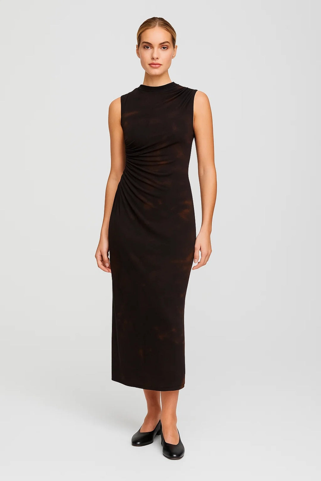 Midi Jurk | Mouwloos Model met Plooidetail | Elegant en Tijdloos