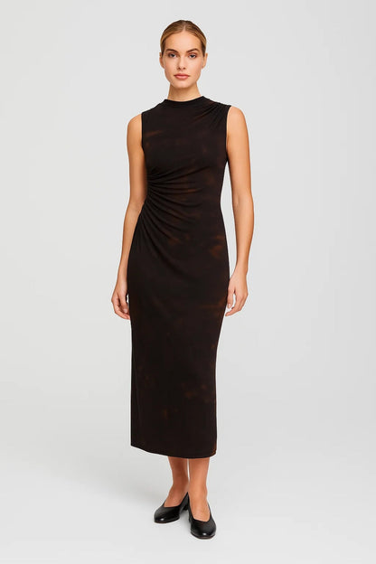 Midi Jurk | Mouwloos Model met Plooidetail | Elegant en Tijdloos