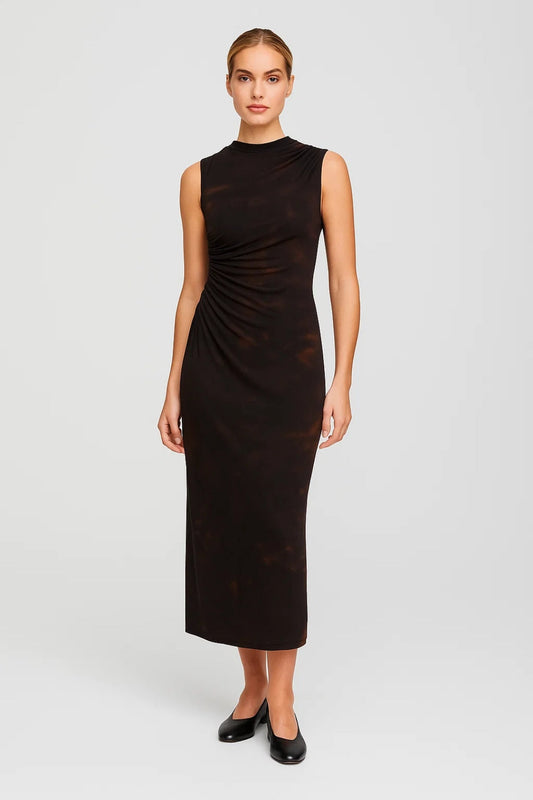 Midi Jurk | Mouwloos Model met Plooidetail | Elegant en Tijdloos