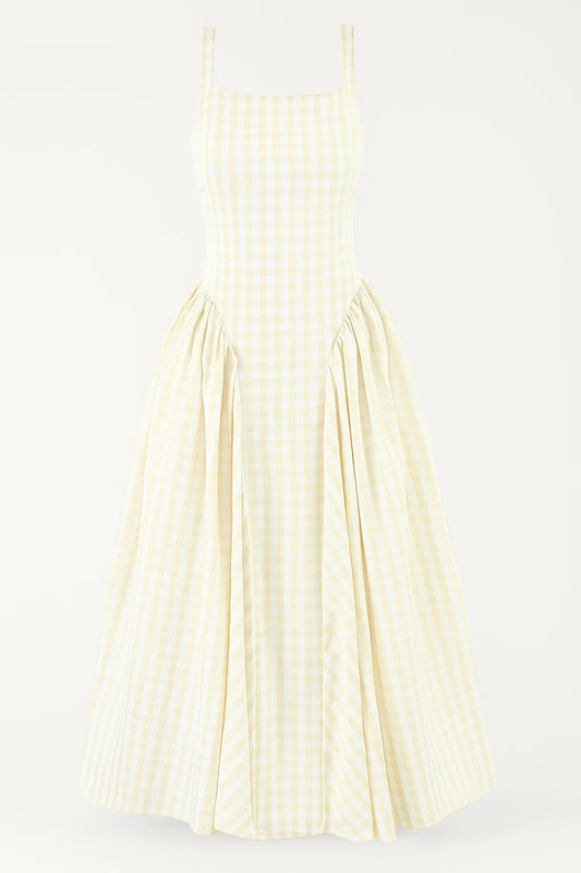 Midi Jurk Dames - Mouwloos met Vierkante Hals en Wijde Rok | Zomer